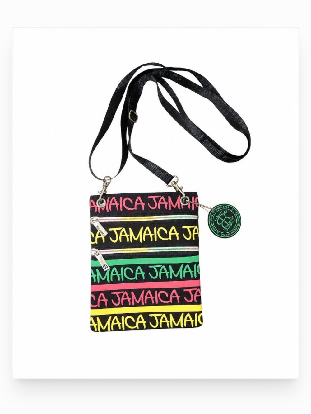 Robin Ruth RR JAMAICA Passport Bag Crossbody Double Zipper Travel Pouch Rastafar